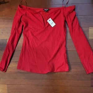 New Express Long Sleeve Women's Red Top